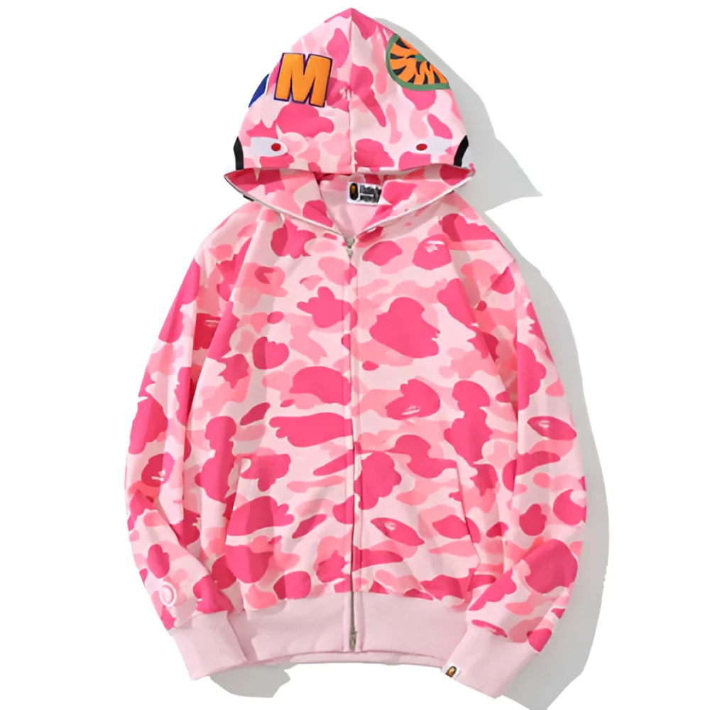 Bape Camo Pink Shark Hoodie | America Suits